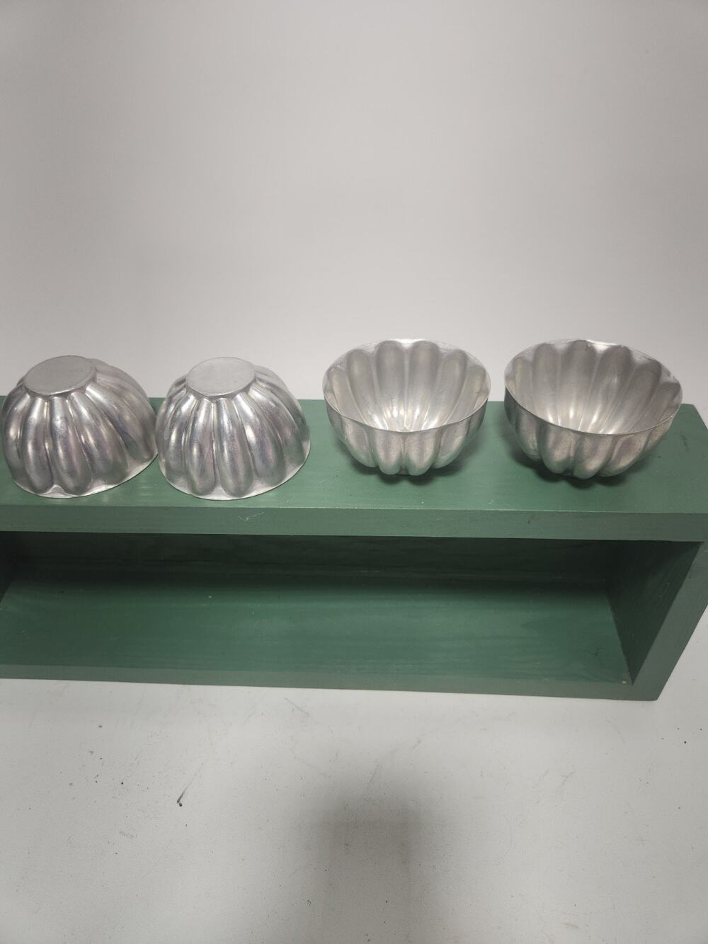 Vintage JELLO Mini Molds (4) Aluminum Scalloped Fluted Tart Jello Baking Molds